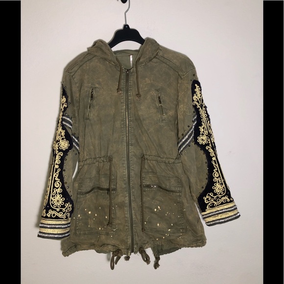 Free People Jackets & Blazers - Free People Distressed Olive Green Jacket